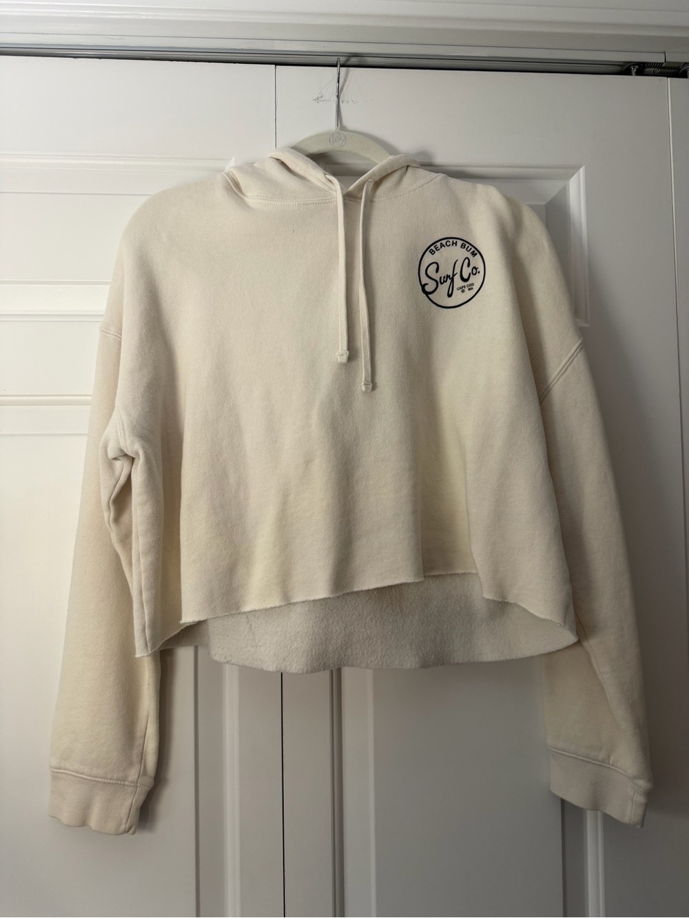 Cream Cropped Hoodie - Women's Lightweight Pullover